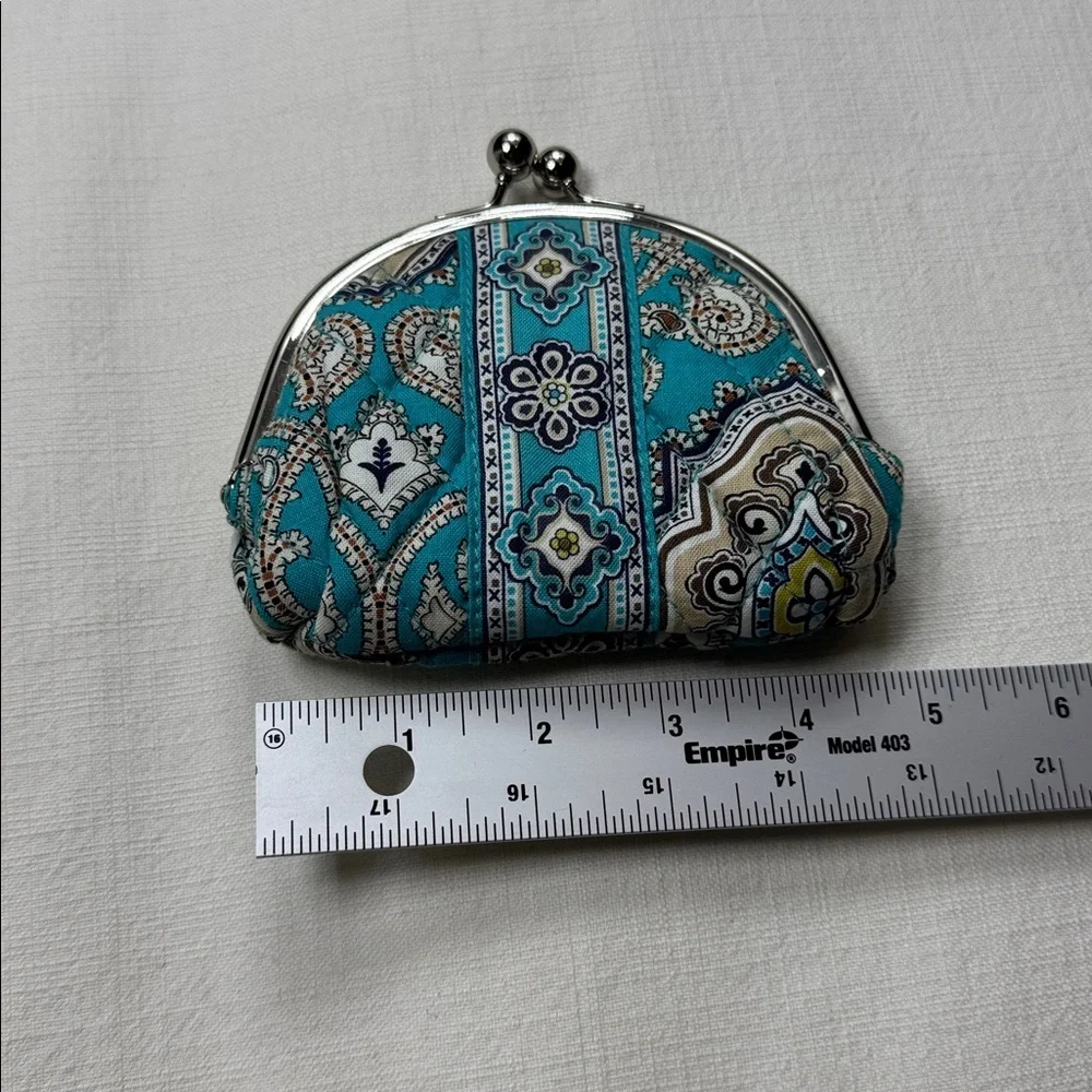 Vera Bradley Teal and‎ Navy Patterned Clutch small coin bag